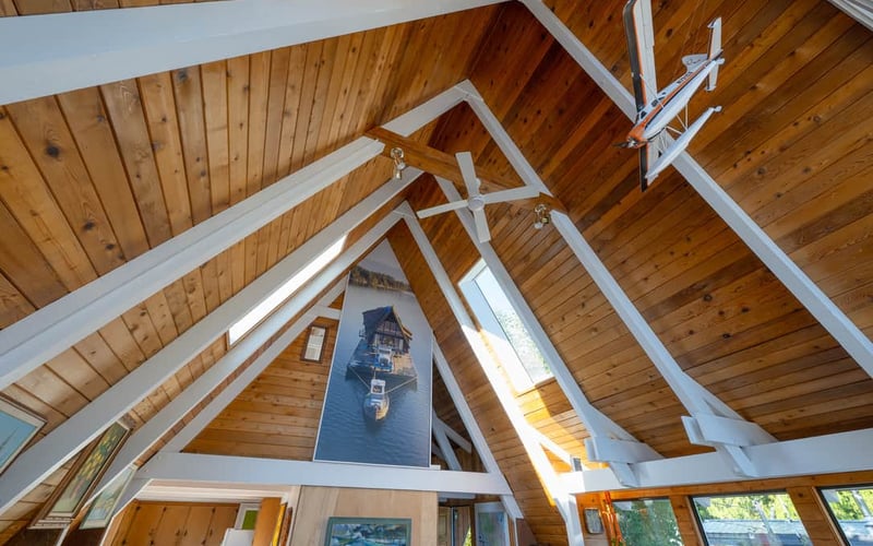 All cedar roof in Sproat Lake A-Frame 